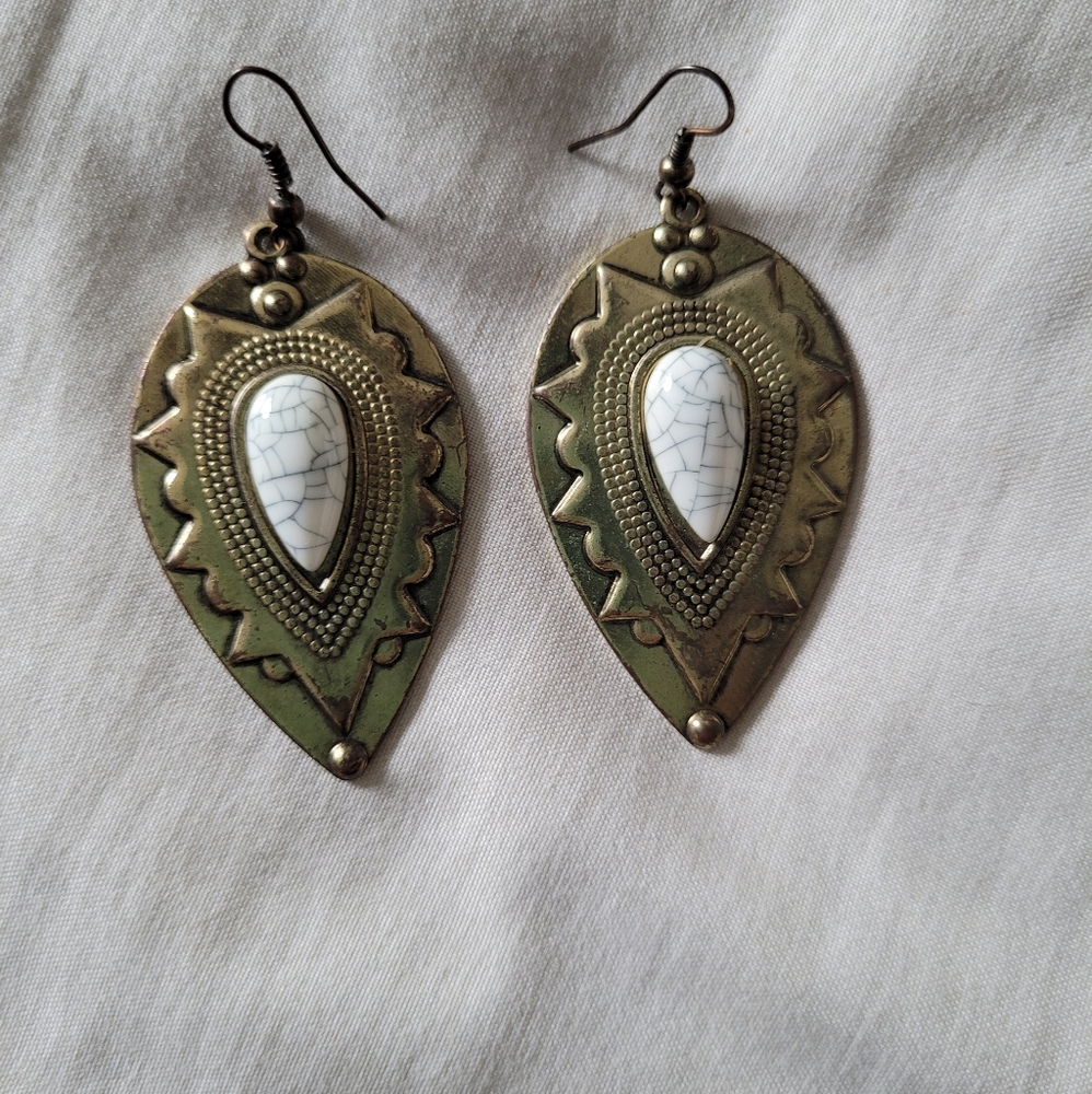 Stunning boho rusty stone earrings